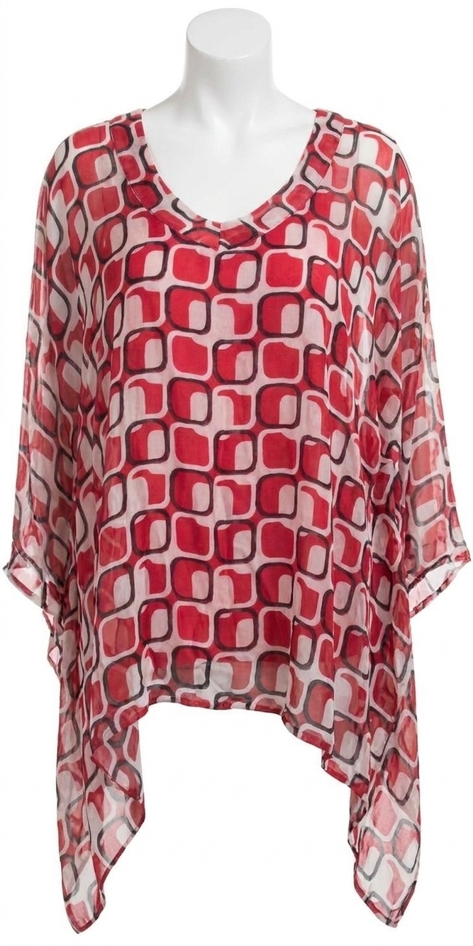 NEW GIGI MODA seta vee gia kaftan blouse in red